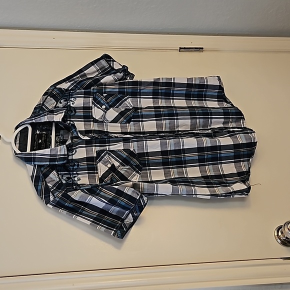 POP ICON CLOTHING y2k Plaid Embroidered Western Short Sleeve Snap Shirt - Picture 8 of 9